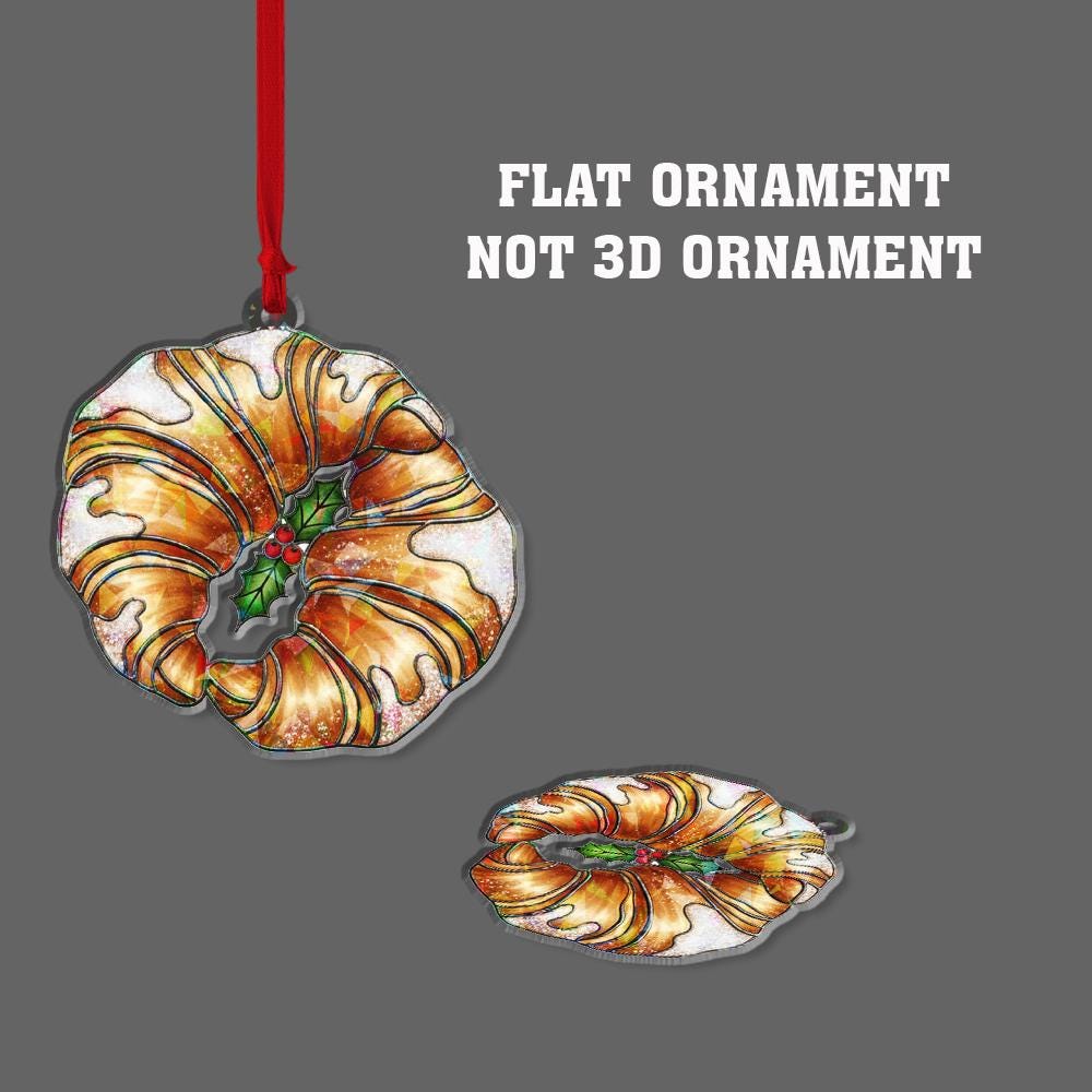 Croissant Ornament – Holiday Tree Decoration with Pastry Design and Holly Accent
