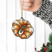 Croissant Ornament – Holiday Tree Decoration with Pastry Design and Holly Accent