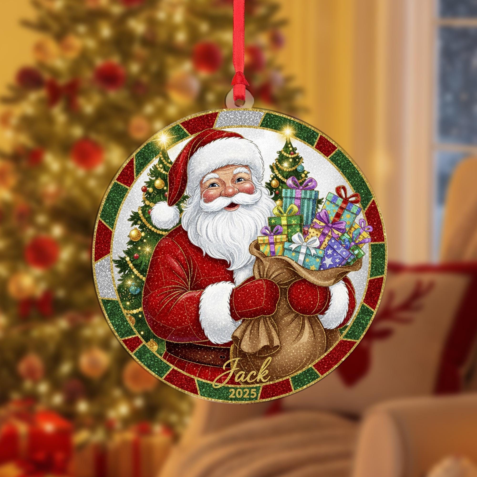 Personalized Santa Ornament 2025: Custom Christmas Tree Decoration
