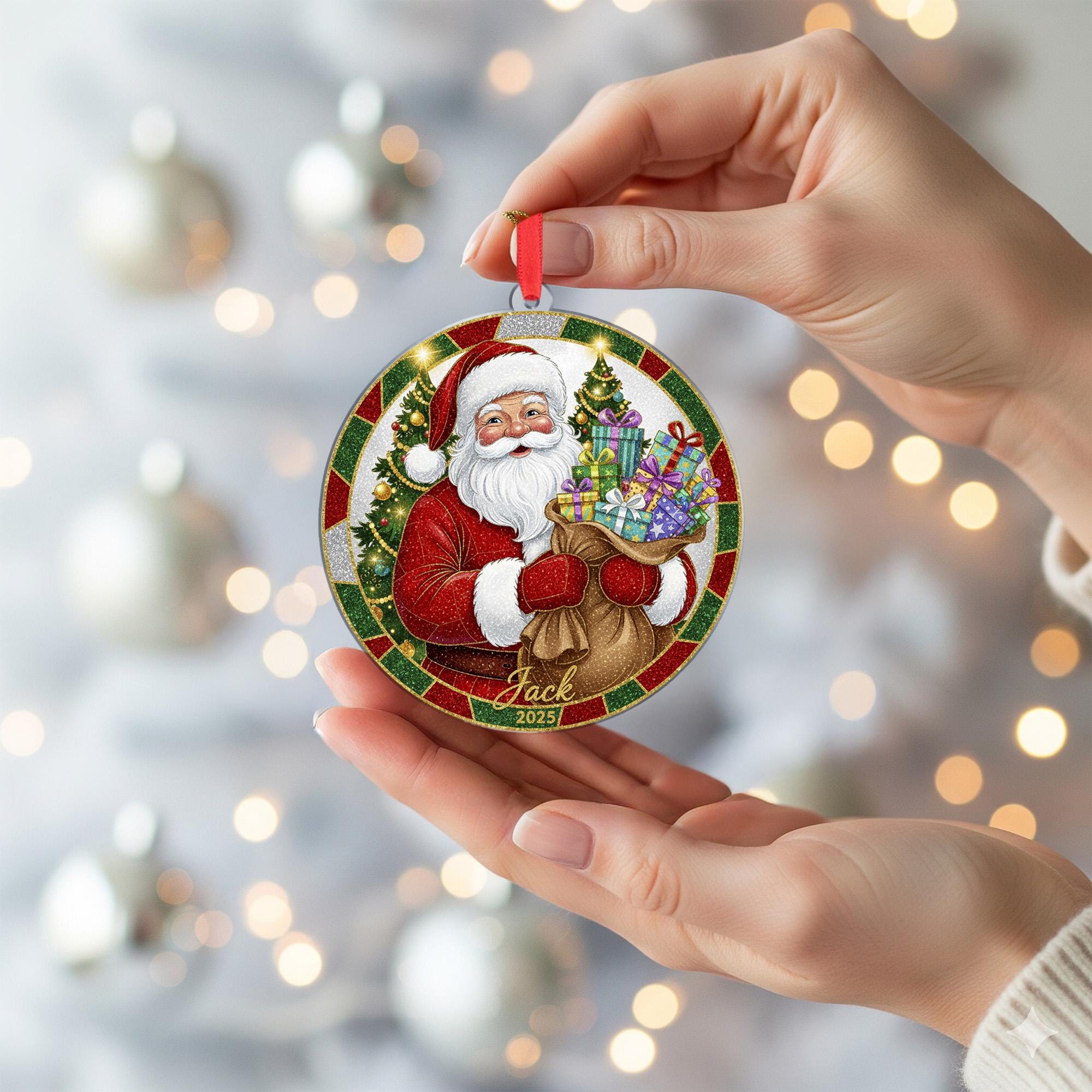 Personalized Santa Ornament 2025: Custom Christmas Tree Decoration
