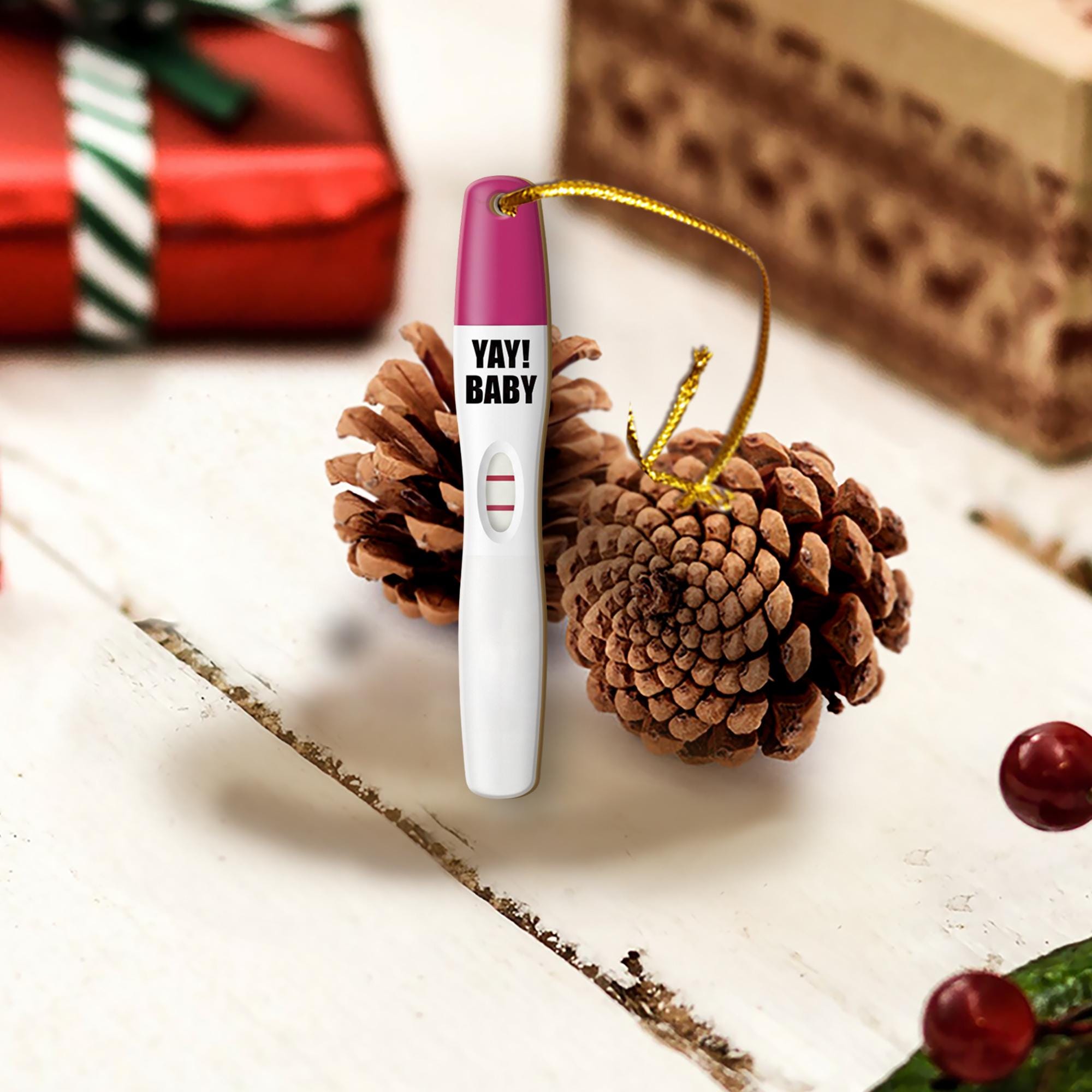 Pregnancy Test Ornament Design, Baby Announcement Keepsake