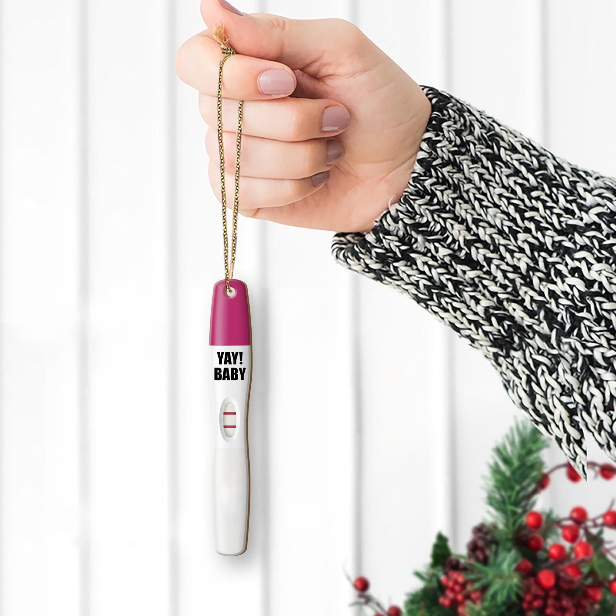 Pregnancy Test Ornament Design, Baby Announcement Keepsake