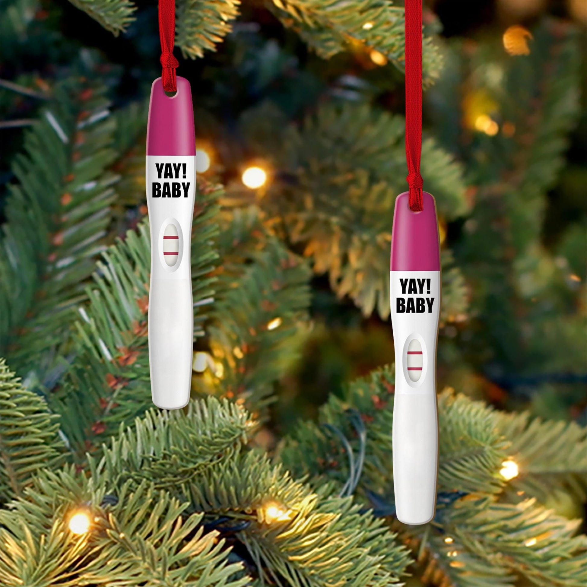 Pregnancy Test Ornament Design, Baby Announcement Keepsake