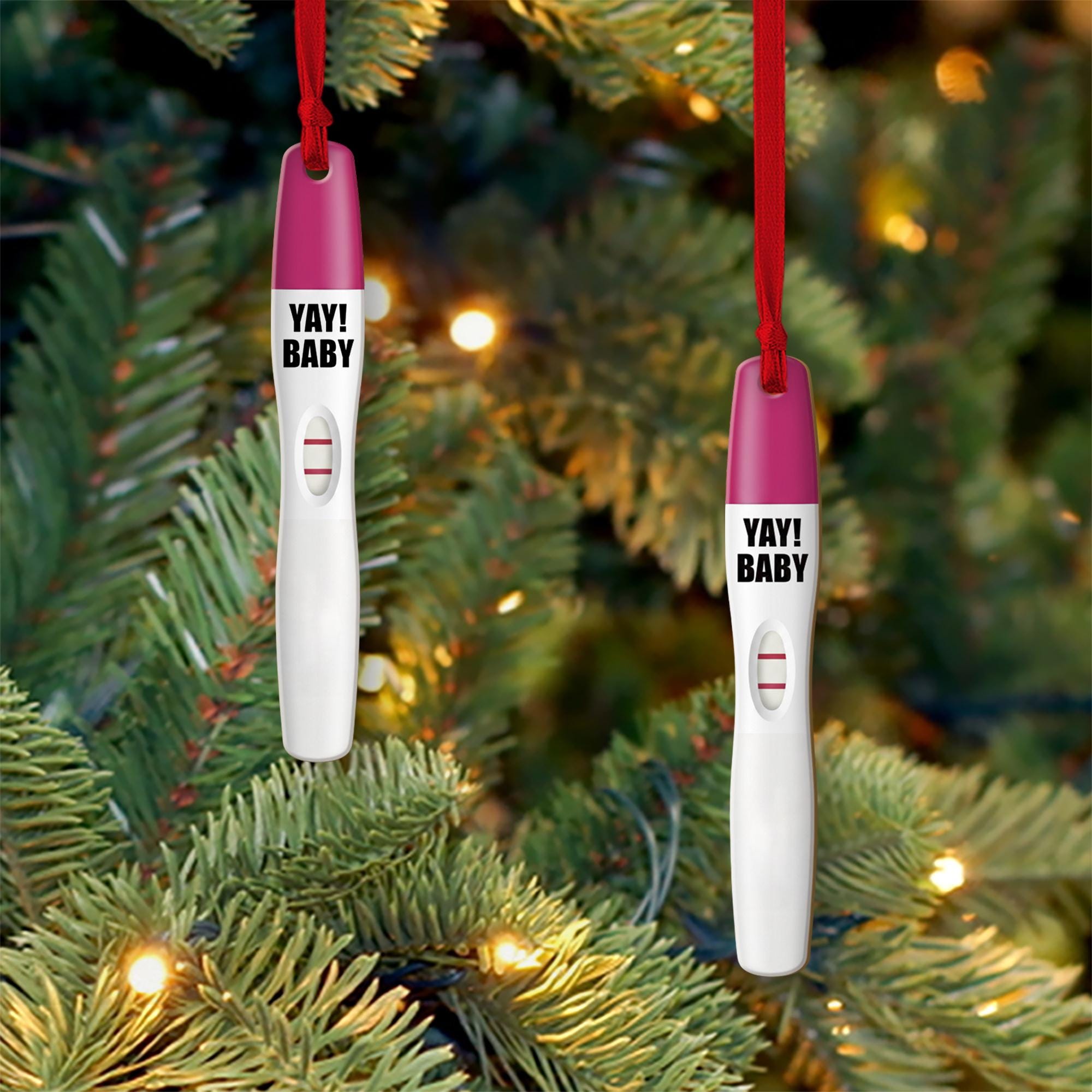 Pregnancy Test Ornament Design, Baby Announcement Keepsake