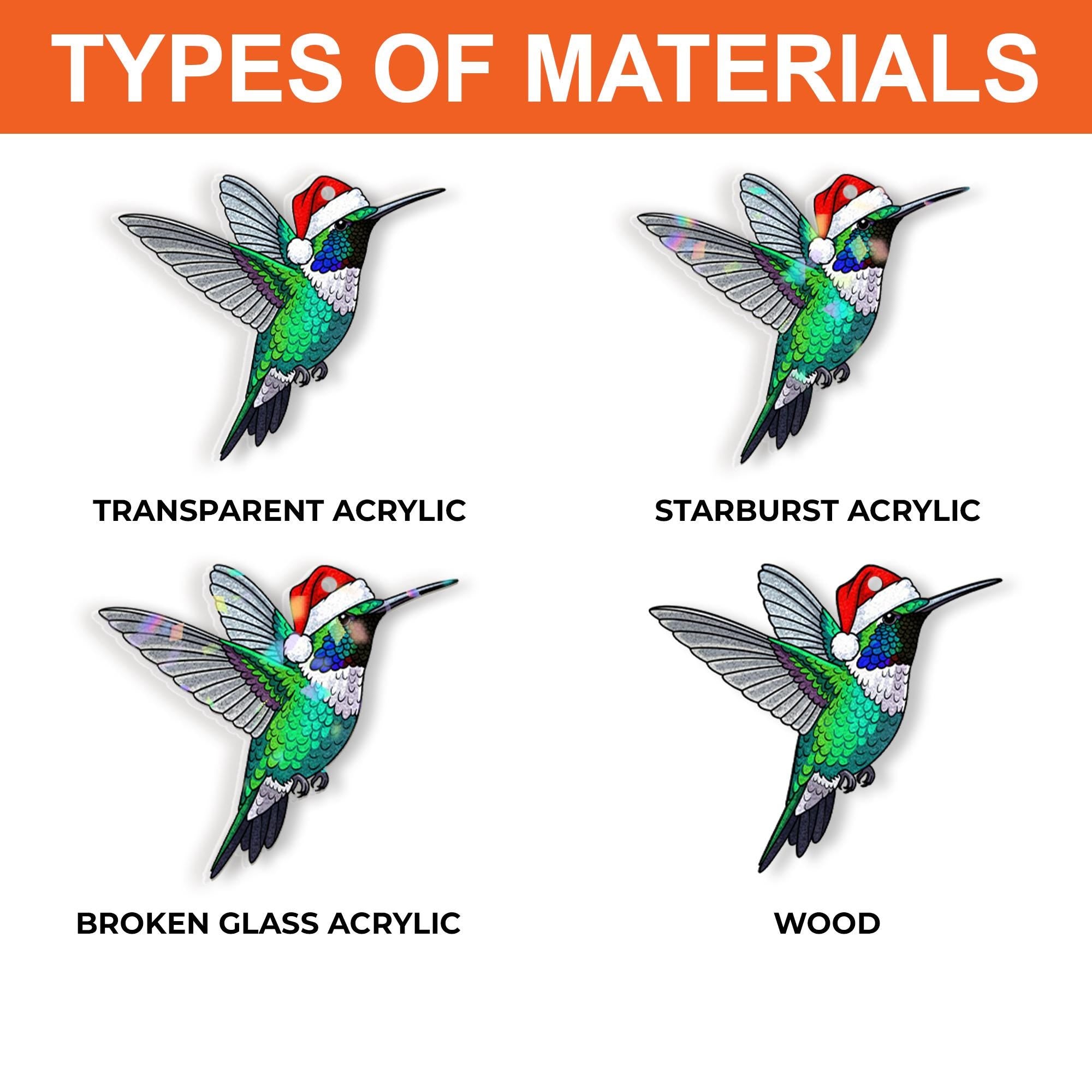 Christmas Hummingbird Earrings, Holiday Jewelry with Santa Hat Design