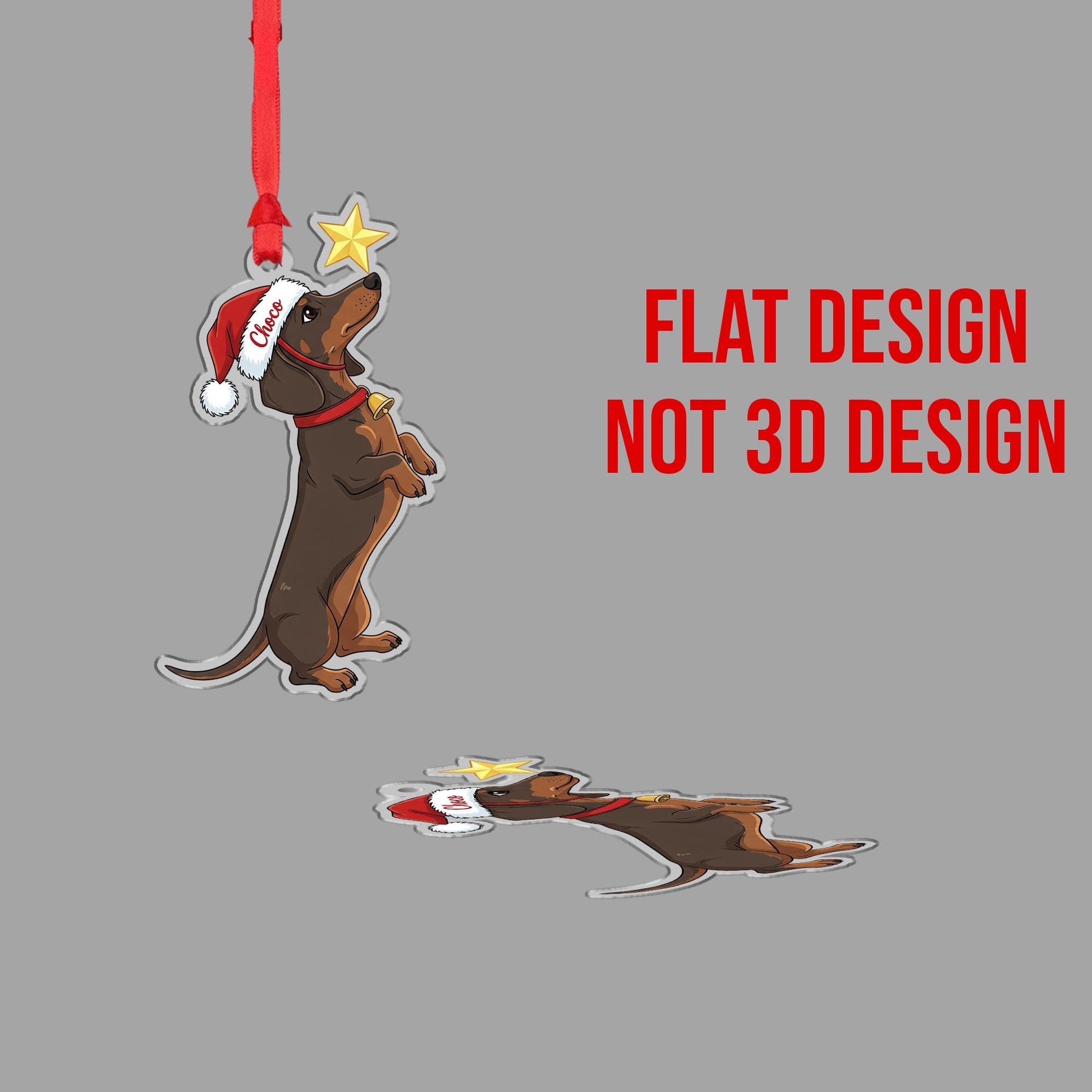 Personalized Dachshund Ornament, Custom Dog Christmas Decoration with Santa Hat