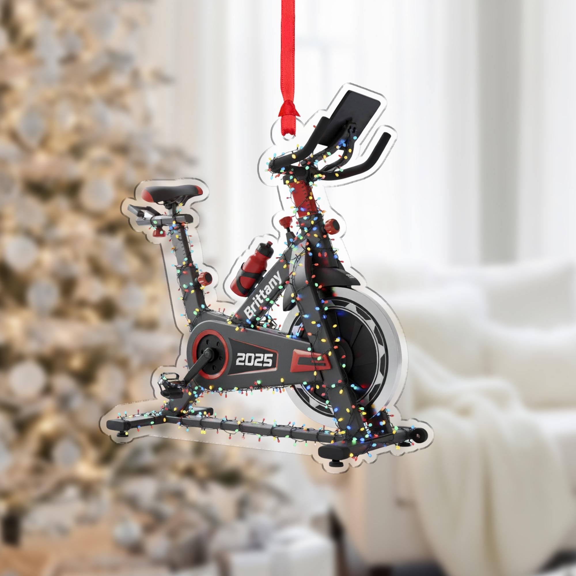 Personalized Spin Bike Ornament – Fitness Christmas Decoration, Custom Exercise Keepsake