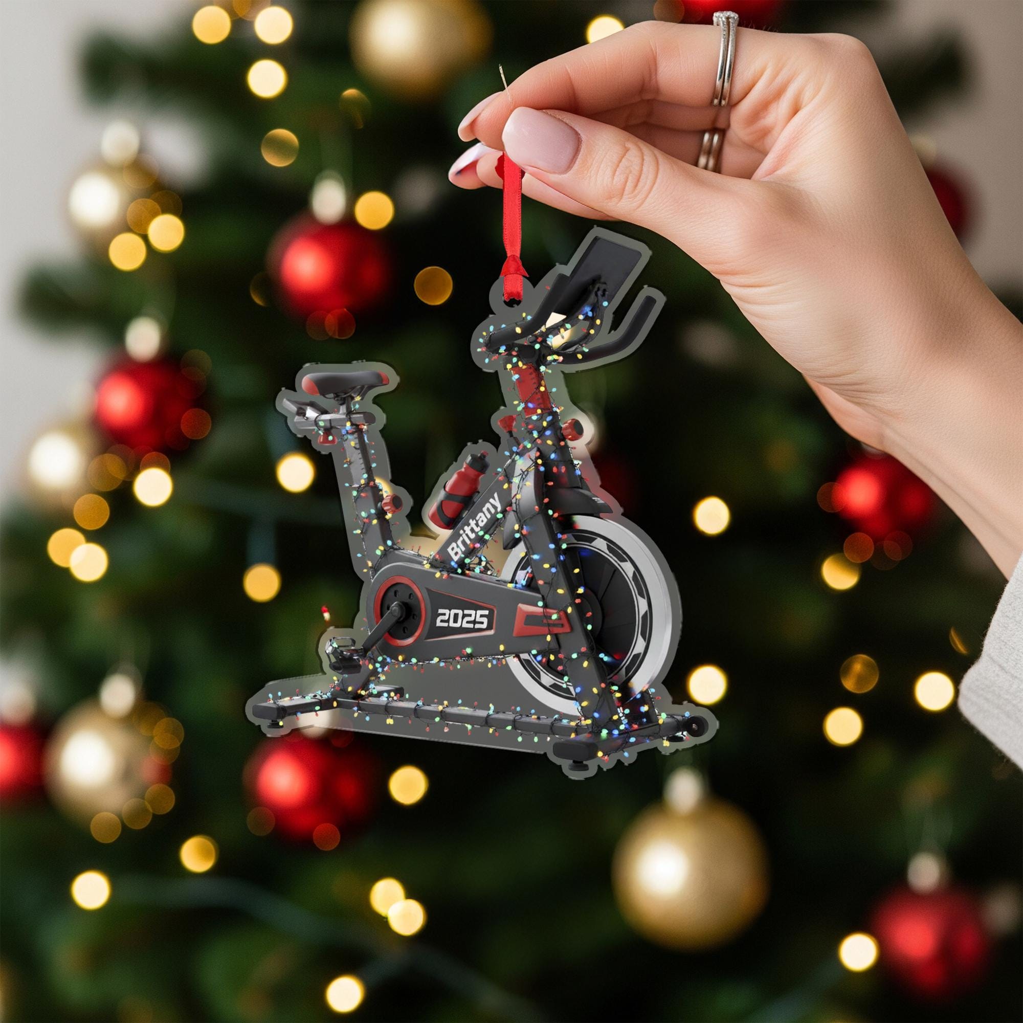 Personalized Spin Bike Ornament – Fitness Christmas Decoration, Custom Exercise Keepsake