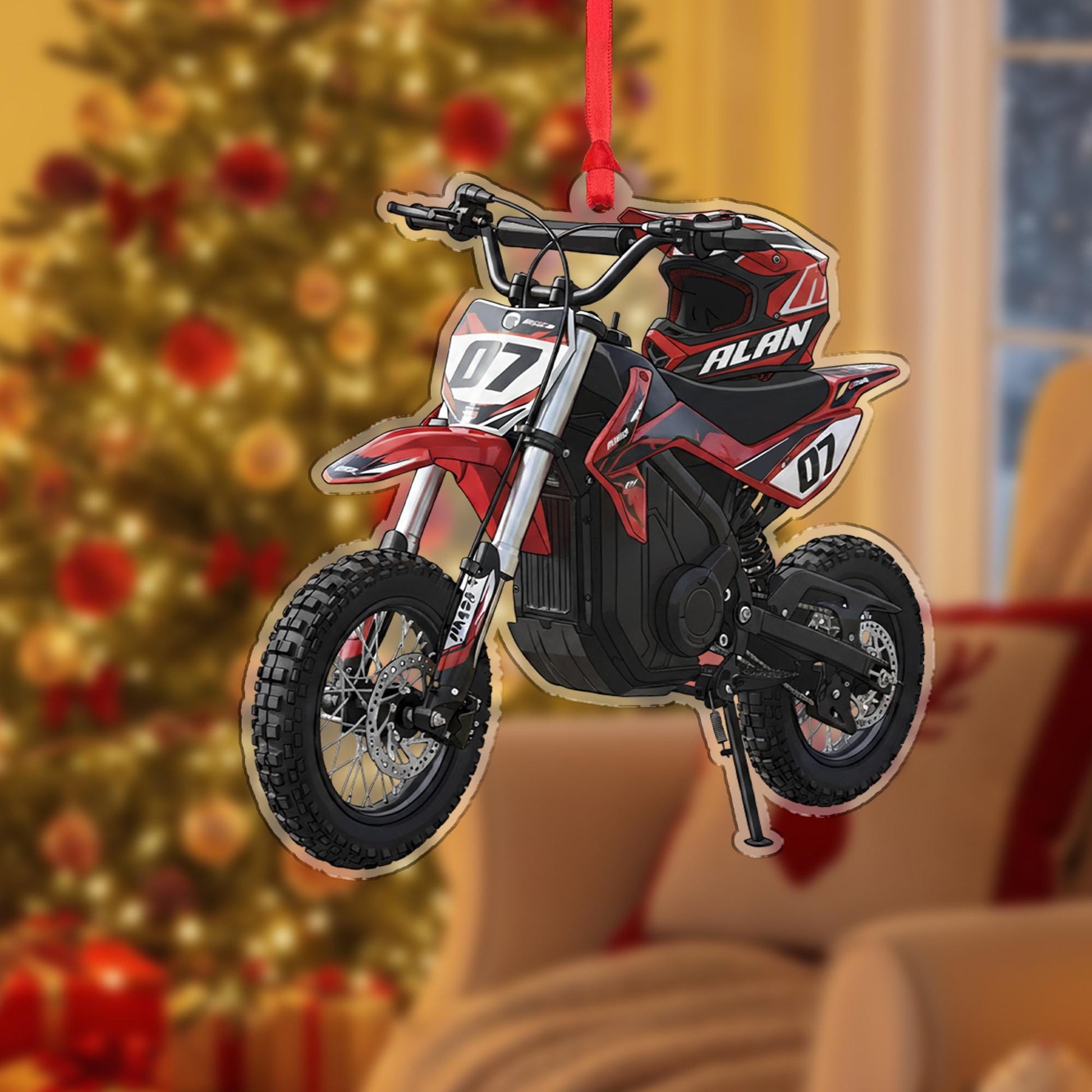 Custom Dirt Bike Ornament – Personalized Motocross Gift, Christmas Tree Decoration