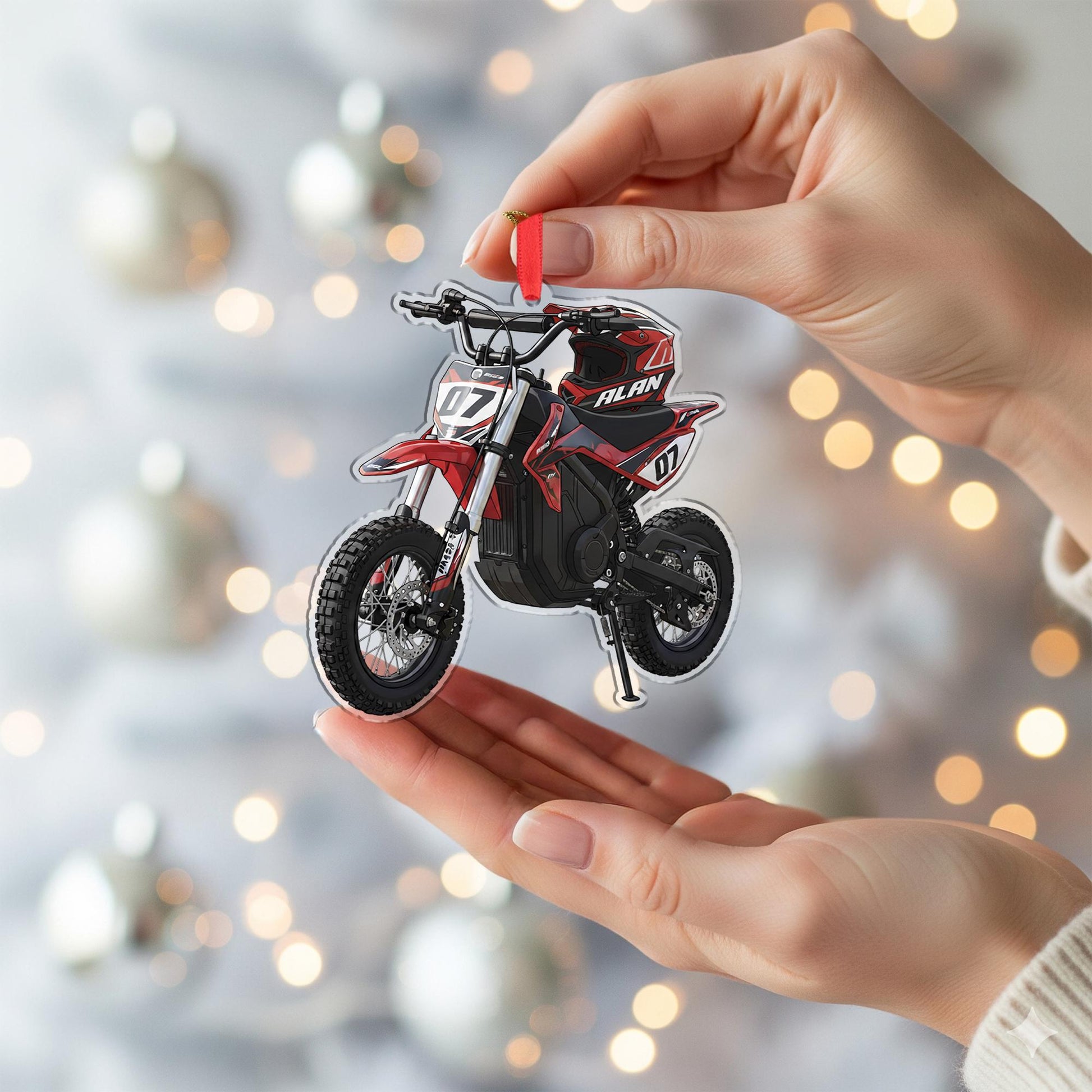 Custom Dirt Bike Ornament – Personalized Motocross Gift, Christmas Tree Decoration