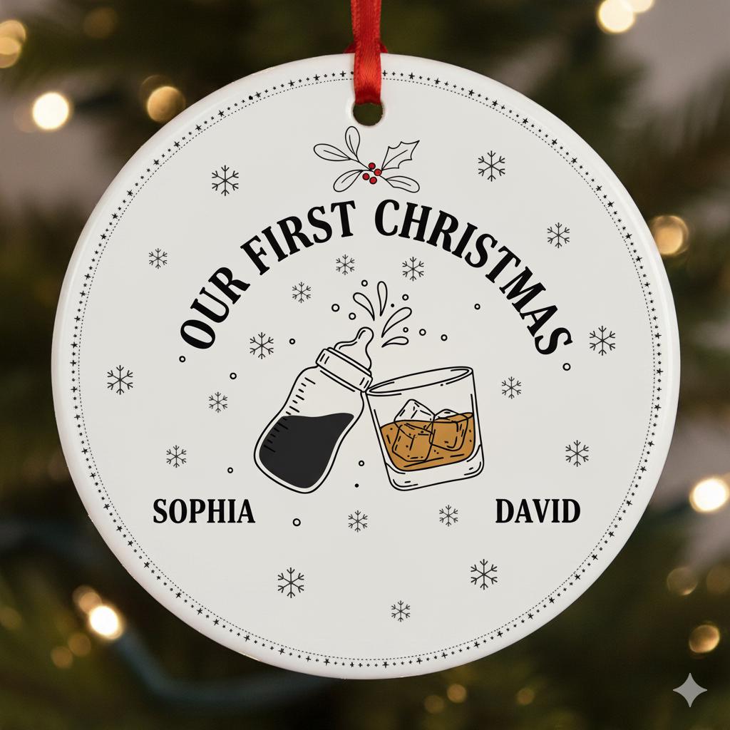 First Christmas Baby and Dad Ornament – Custom Holiday Keepsake