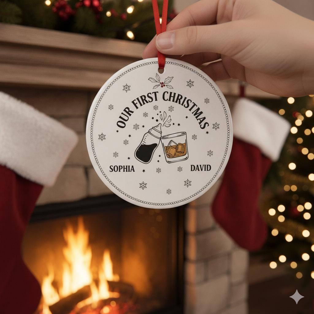 First Christmas Baby and Dad Ornament – Custom Holiday Keepsake