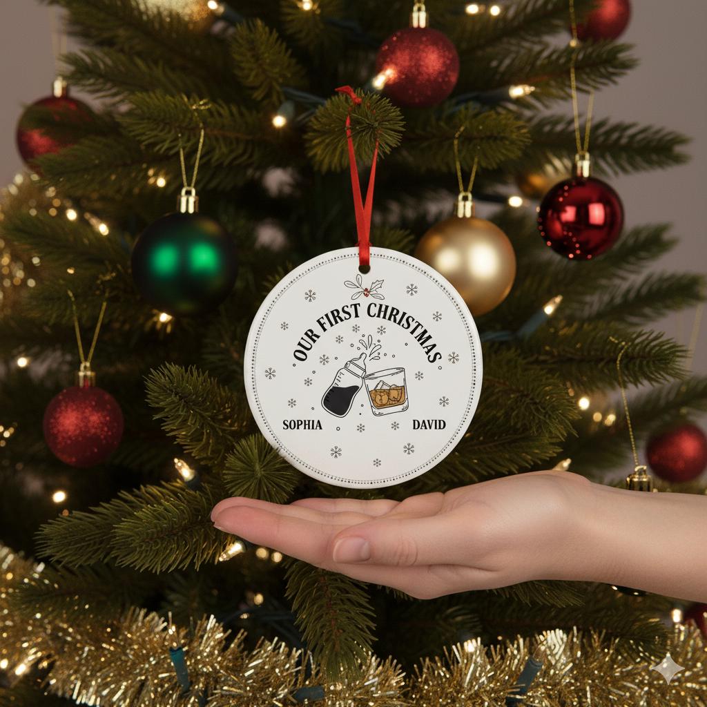 First Christmas Baby and Dad Ornament – Custom Holiday Keepsake