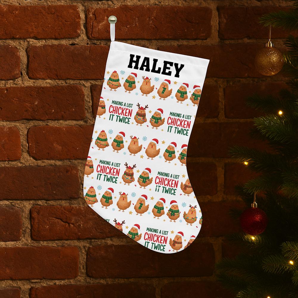 Custom Chicken Christmas Stocking | Personalized Farm Animal Holiday Fireplace Decoration