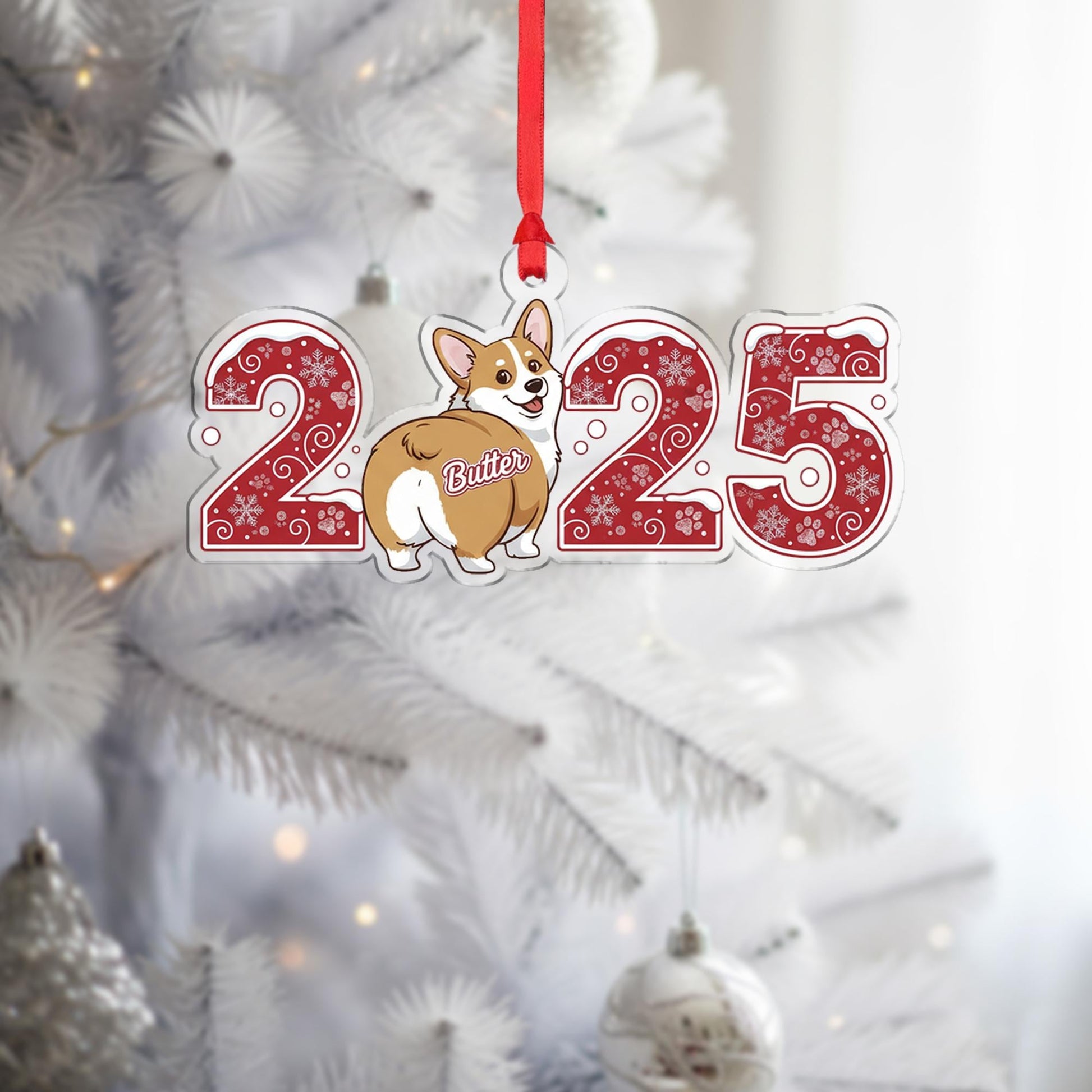 Personalized Corgi 2025 Ornament – Custom Dog Christmas Decoration, Cute Pet Holiday Gift, Funny Corgi Butt Tree Ornament