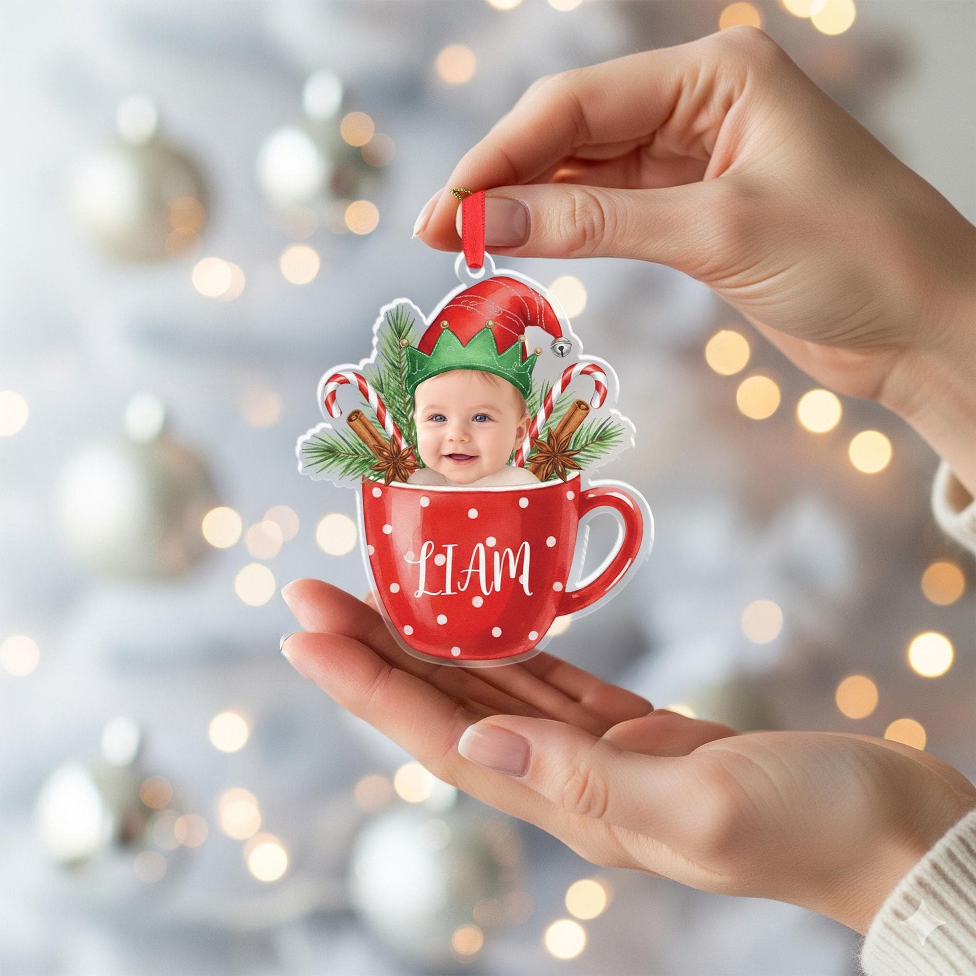 Personalized Photo Christmas Ornament: Baby's First Christmas Keepsake