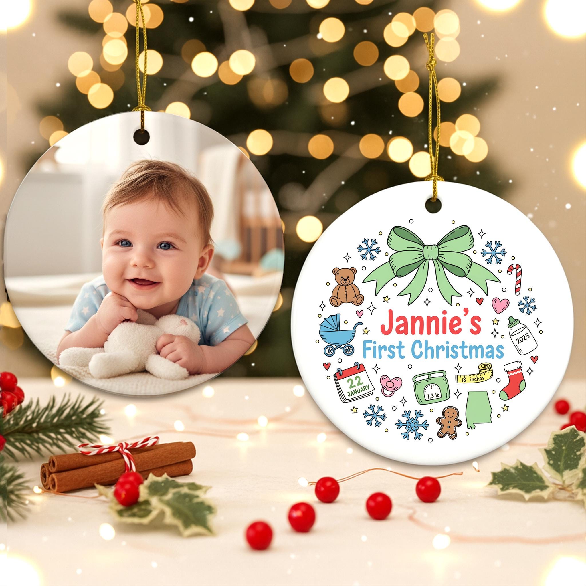 Personalized Baby's First Christmas Ornament: Custom Photo Keepsake