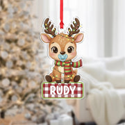 Personalized Baby Reindeer Ornament - Custom Name First Christmas Gift