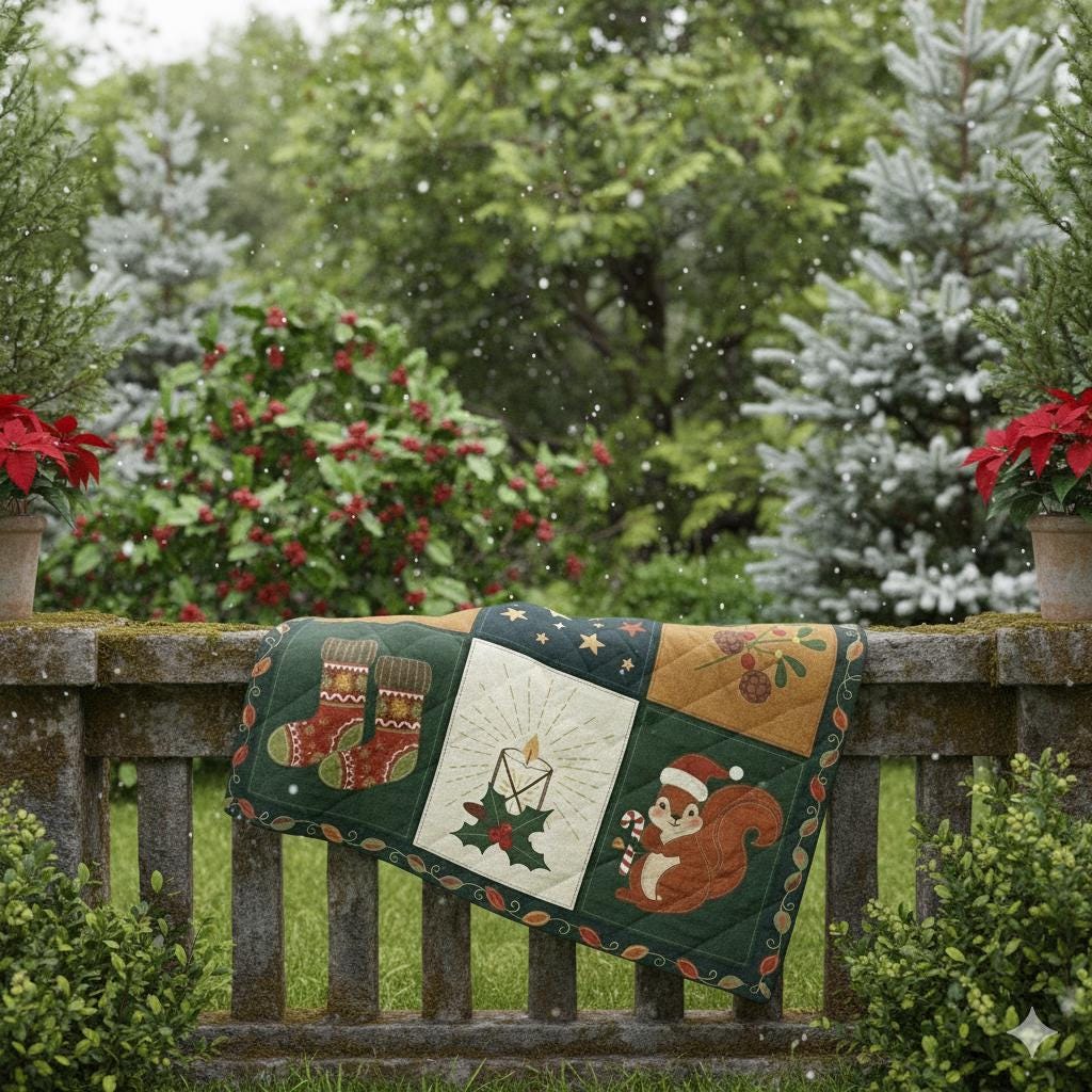 Christmas Quilt Blanket – Cozy Holiday Patchwork Throw with Santa & Festive Design