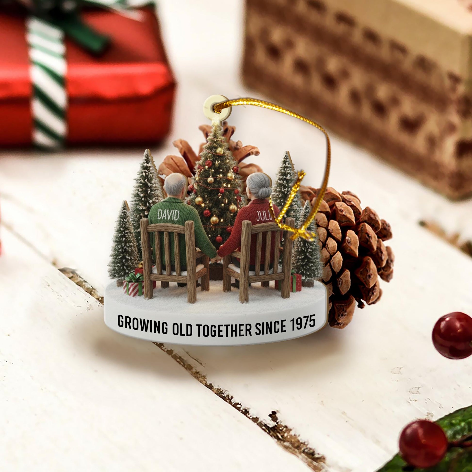 Personalized Couple Christmas Ornament – Holiday Decoration with Names and Year