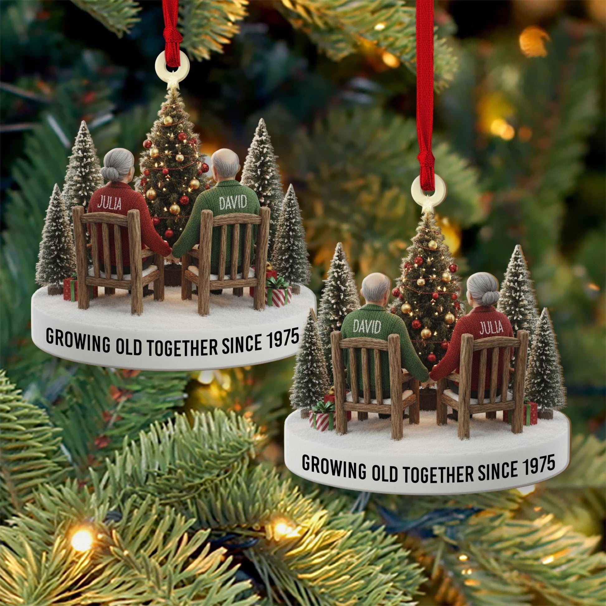 Personalized Couple Christmas Ornament – Holiday Decoration with Names and Year