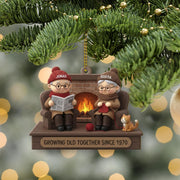 Personalized Couple Ornament – Fireplace Decoration with Growing Old Together Design, Custom Names and Year