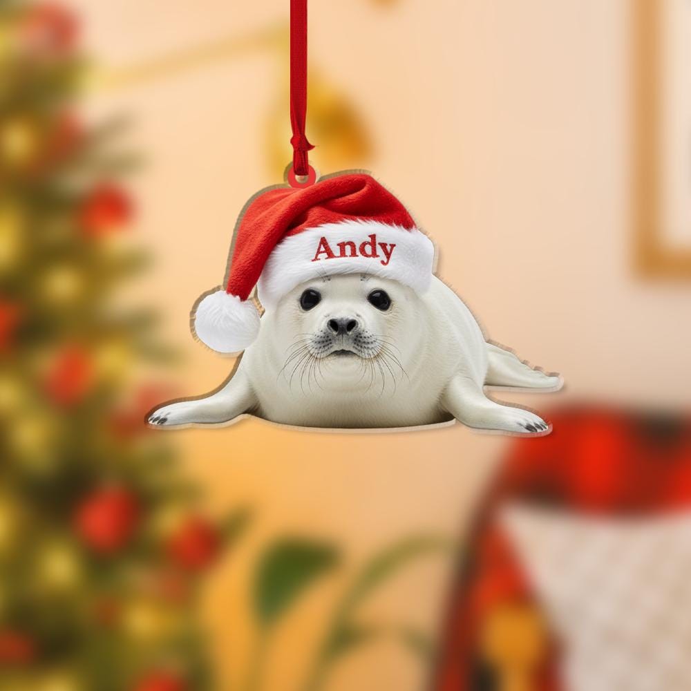 Personalized Seal Ornament – Ceramic Christmas Ornament with Name
