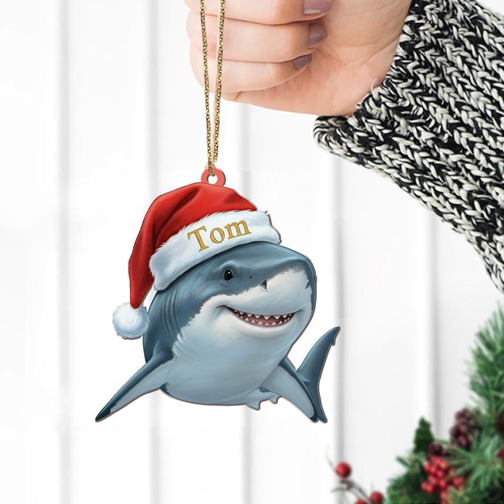 Personalized Shark Ornament – Acrylic Christmas Ornament with Name
