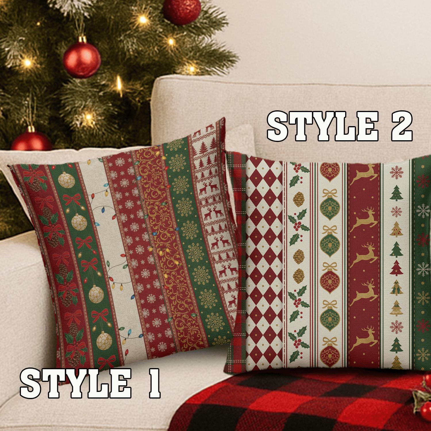 Christmas Pillow Cover: Reindeer, Ornaments, Winter Home Decor