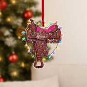 Personalized Saddle Ornament – Acrylic Christmas Ornament with Lights