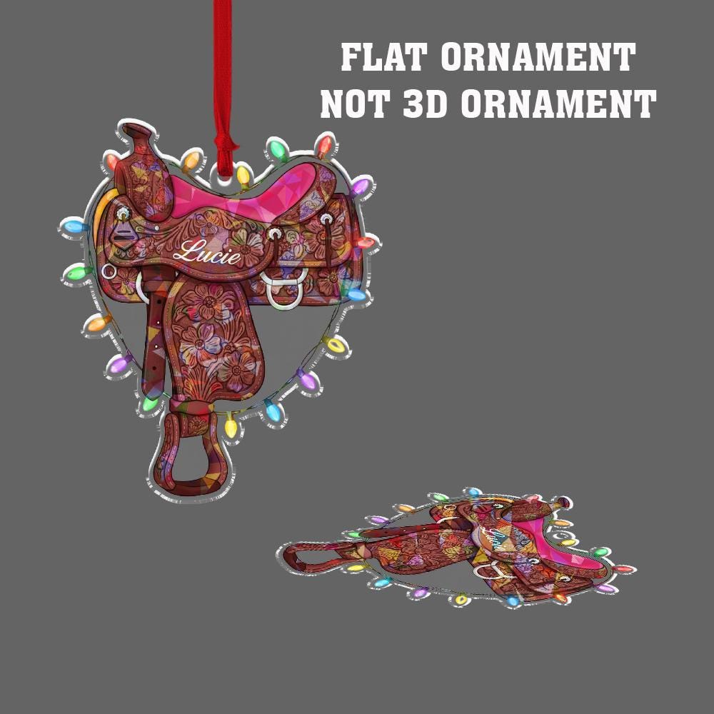 Personalized Saddle Ornament – Acrylic Christmas Ornament with Lights