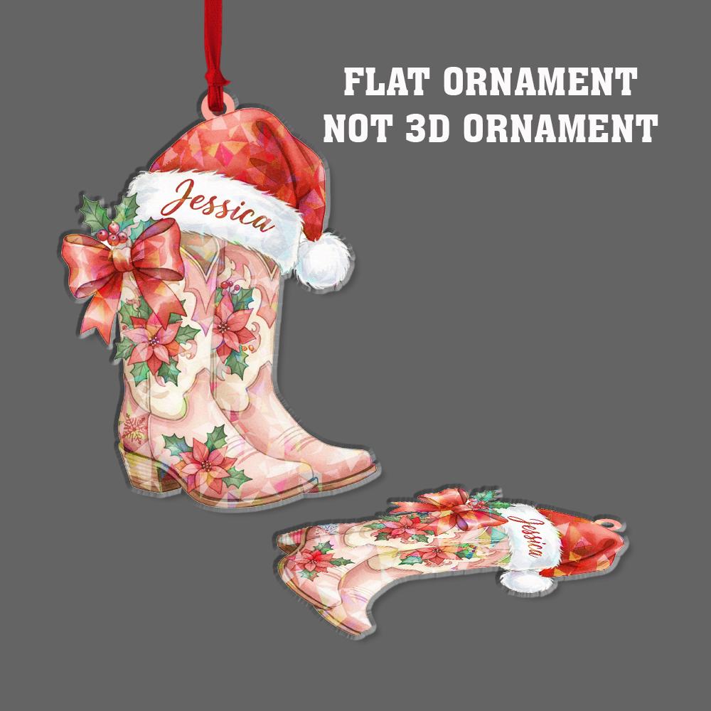 Personalized Cowboy Boots Ornament – Acrylic Christmas Ornament with Name