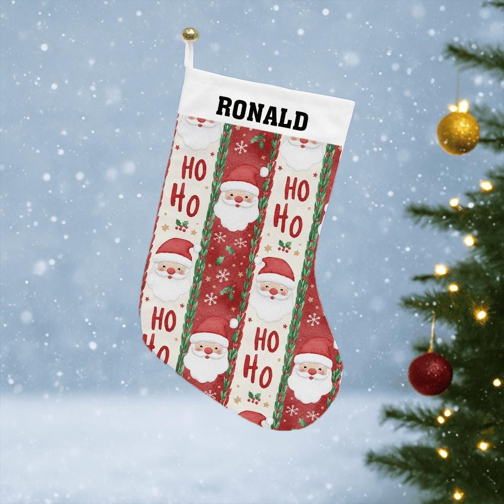 Personalized Santa Christmas Stocking: Custom Name Holiday Decor