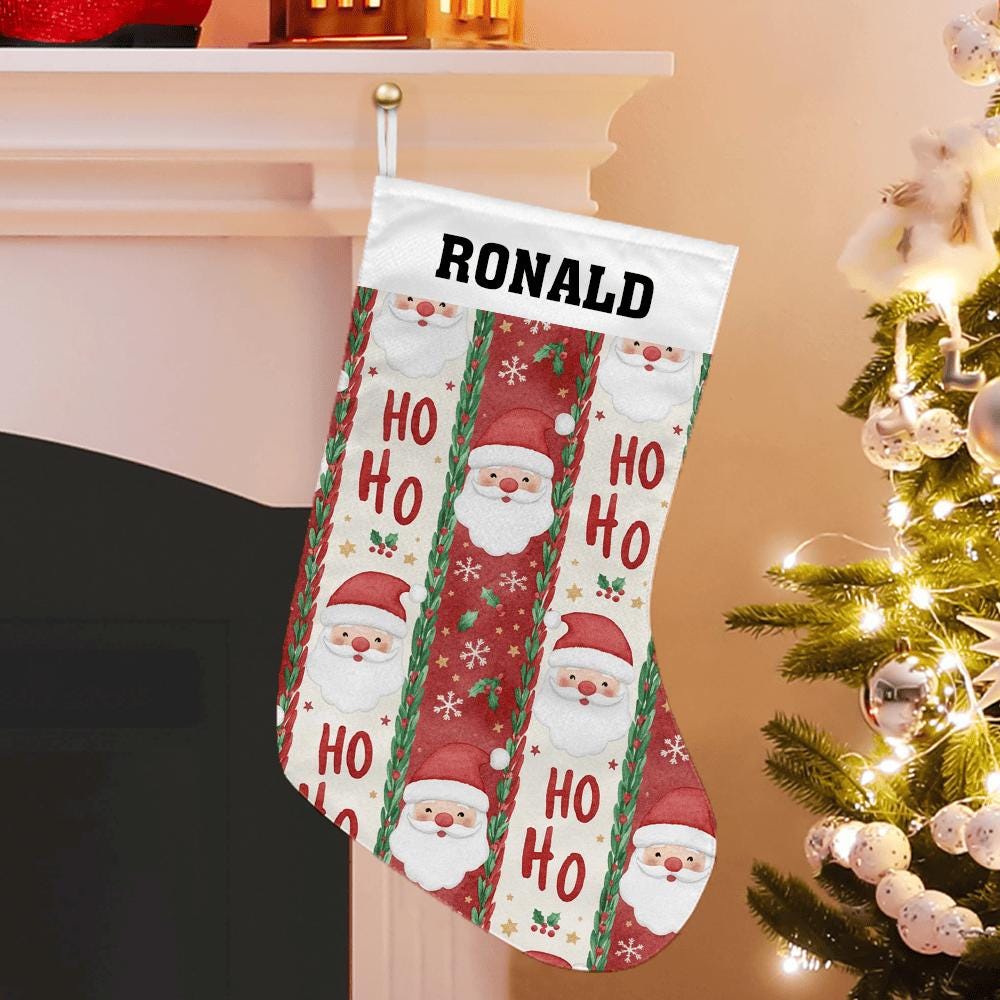 Personalized Santa Christmas Stocking: Custom Name Holiday Decor