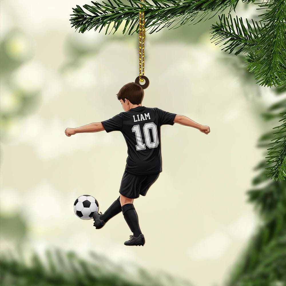 Personalized Soccer Player Ornament – Acrylic Sports Ornament with Name