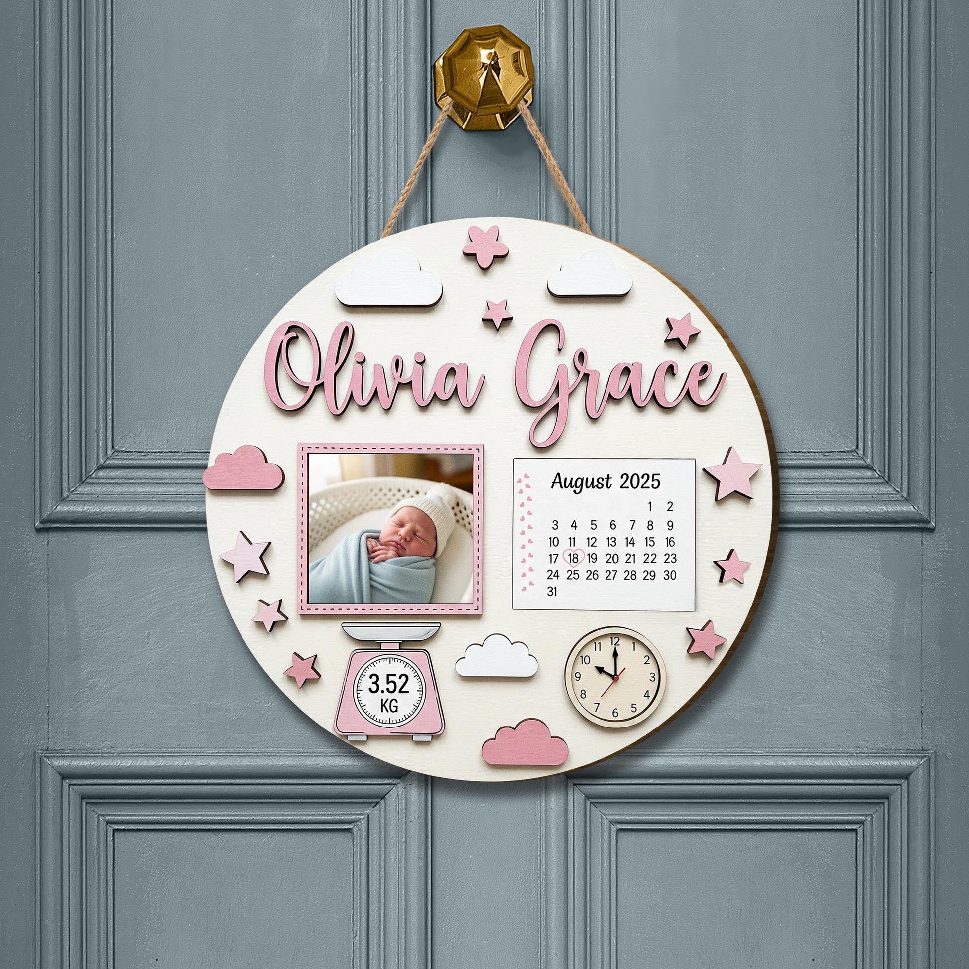 Personalized Baby Birth Stats Wood Sign: Nursery Decor Keepsake