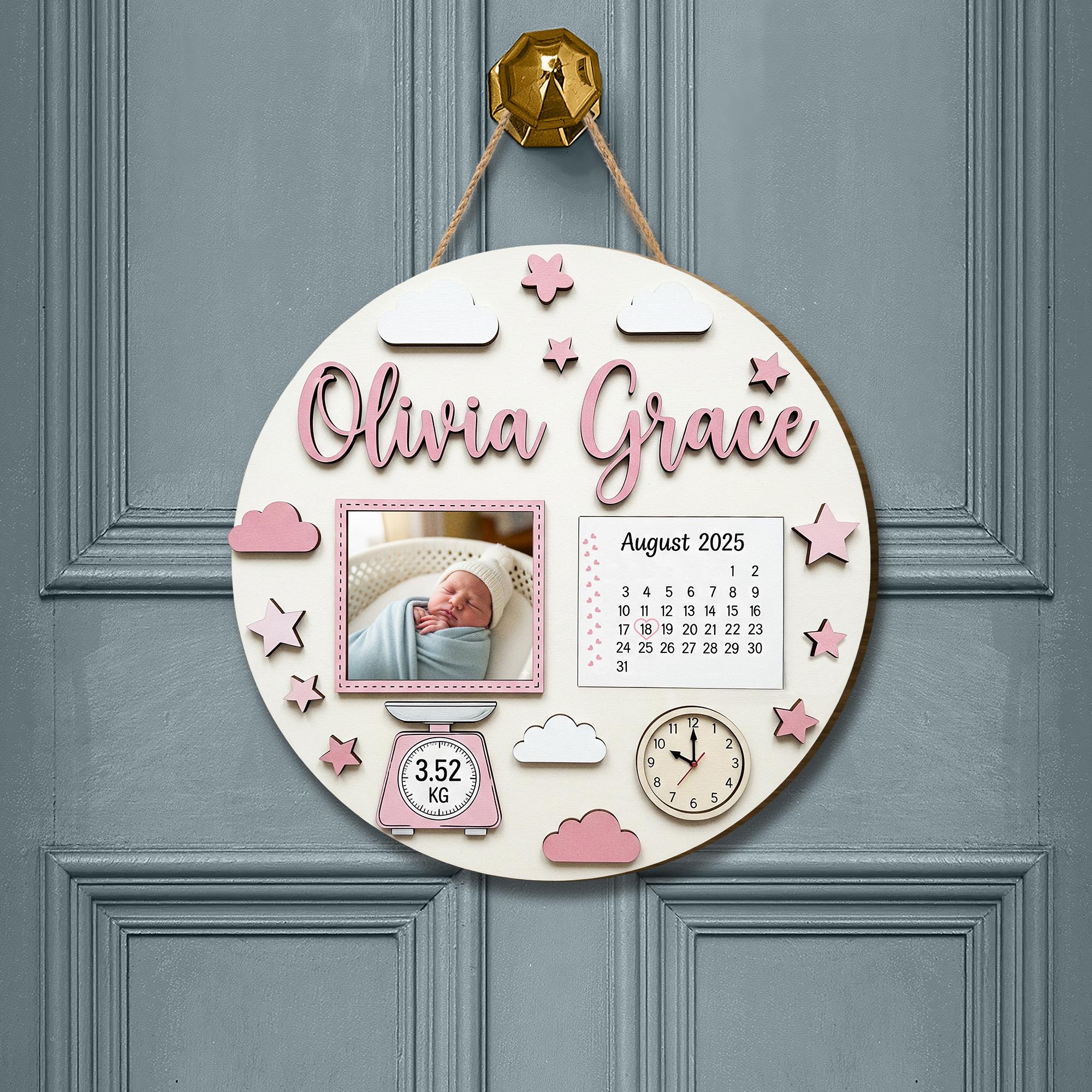 Personalized Baby Birth Stats Wood Sign: Nursery Decor Keepsake