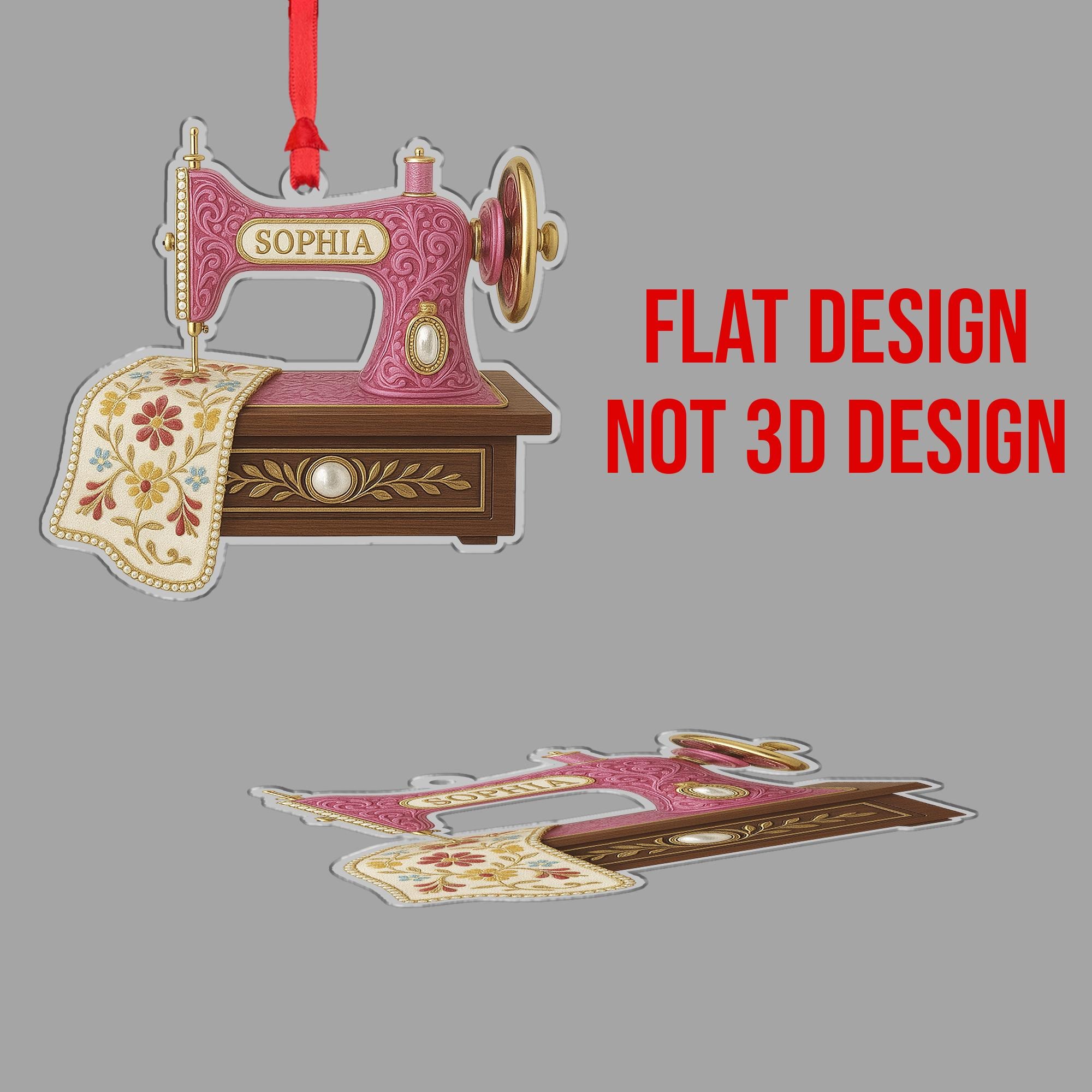 Custom Acrylic Sewing Machine Ornament | Sewing Design Tree Decor