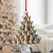 Corgi Christmas Tree Ornament with Lights: Double-Sided Dog Faces