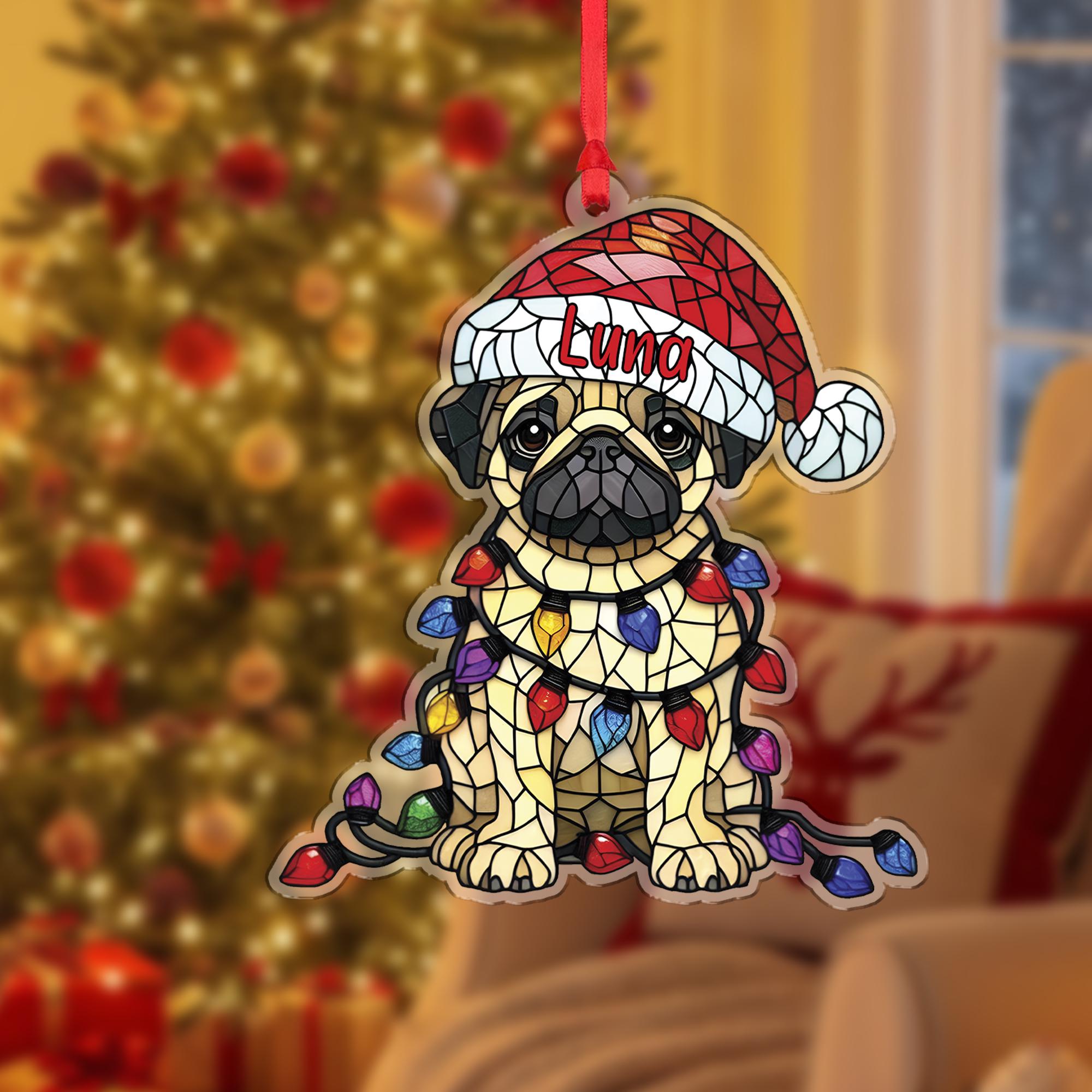 Personalized Pug Ornament - Dog Christmas Tree Decoration