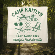 Custom Camp Bachelorette Tapestry, Lake Trip Banner, Cabin Party Decor, Personalized Bachelorette Backdrop