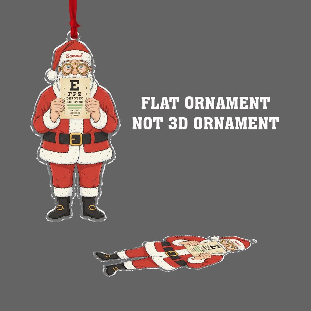 Personalized Santa Eye Chart Ornament 2025 – Custom Name Optometrist Christmas Decoration