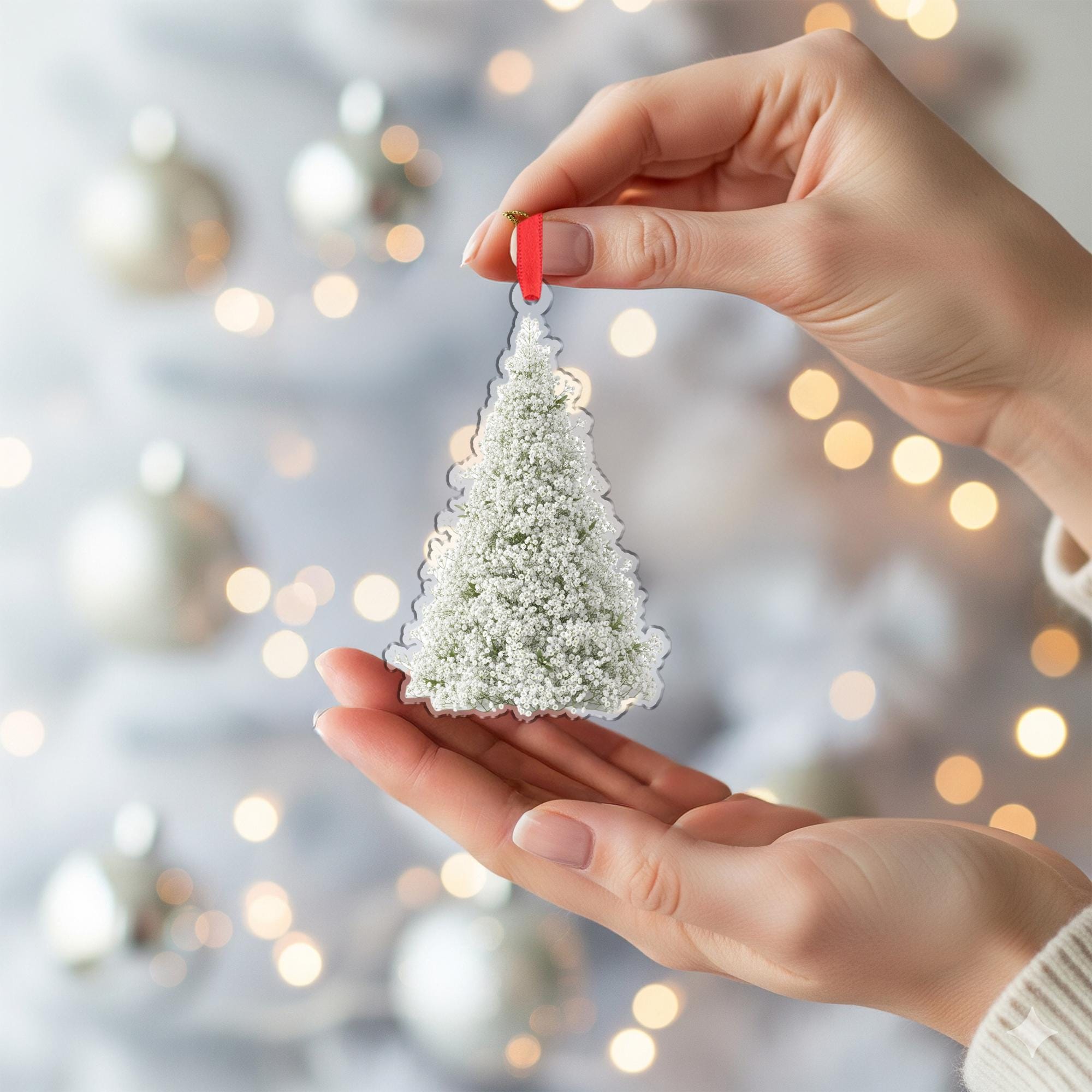 Baby’s Breath Christmas Ornament – Pressed Flower Tree Hanging Decoration
