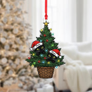 Christmas Tree Cat Ornament – Personalized Black Cat Santa Hat
