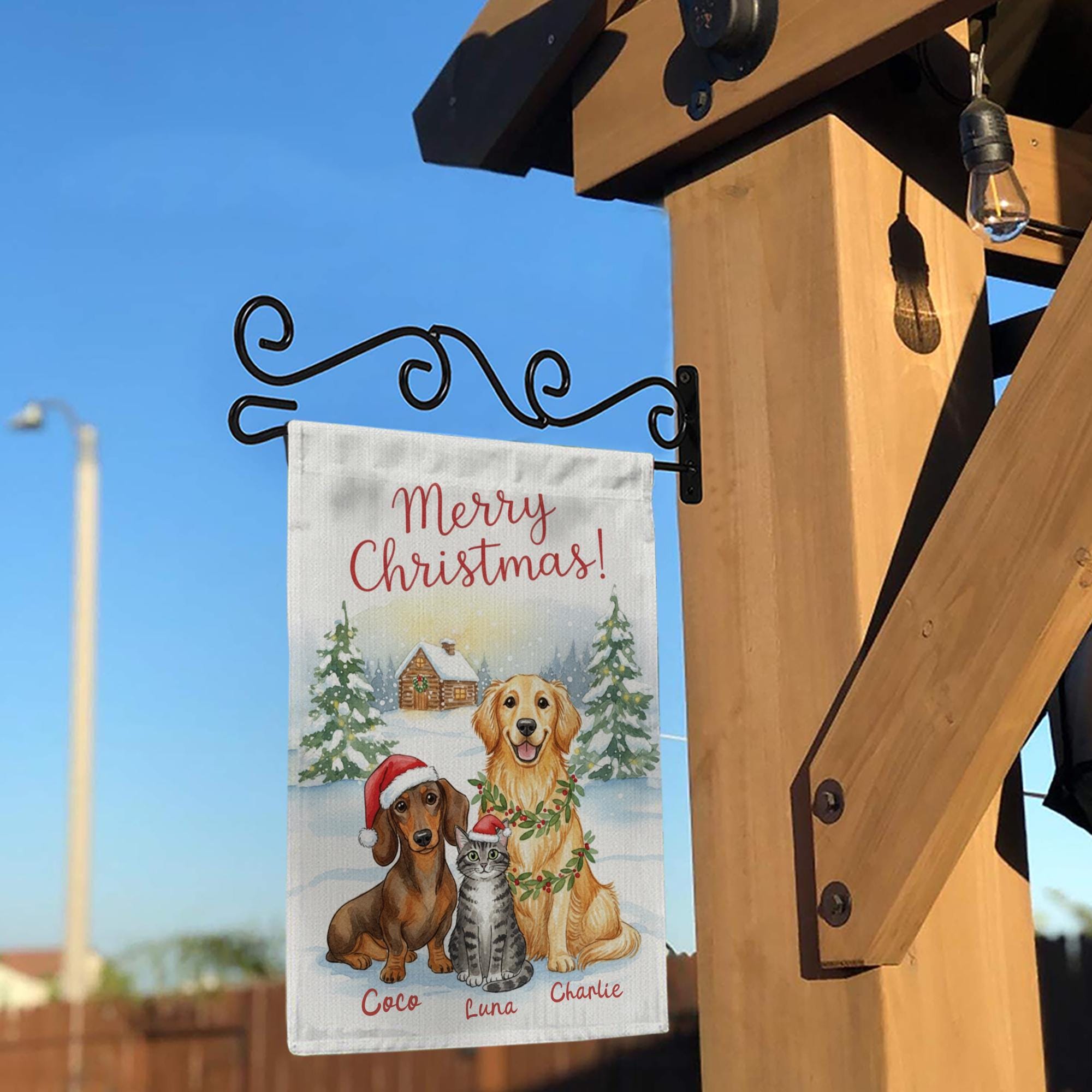 Personalized Pet Christmas Garden Flag – Custom Dog and Cat Holiday Yard Decor