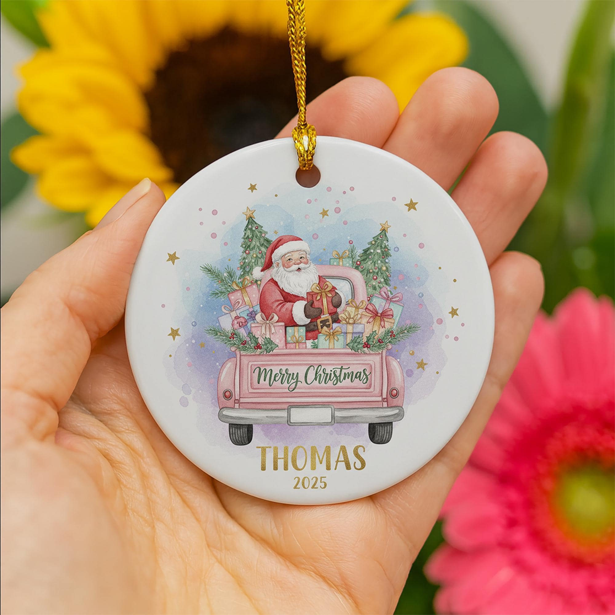 Personalized Santa Ornament: Custom Ceramic Christmas Tree Decoration
