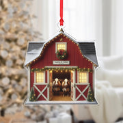 Cow Couple Barn Ornament — Personalized Farm Animal Christmas Tree Decoration