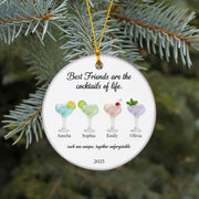 Personalized Cocktail Ceramic Ornament – “Best Friends Are the Cocktails of Life” – Name & Year