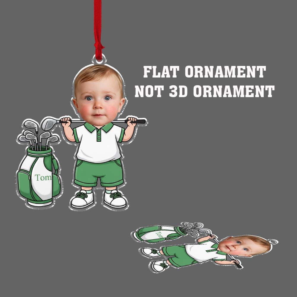 Personalized Baby Golfer Ornament: Custom Kids Golf Bag Decoration