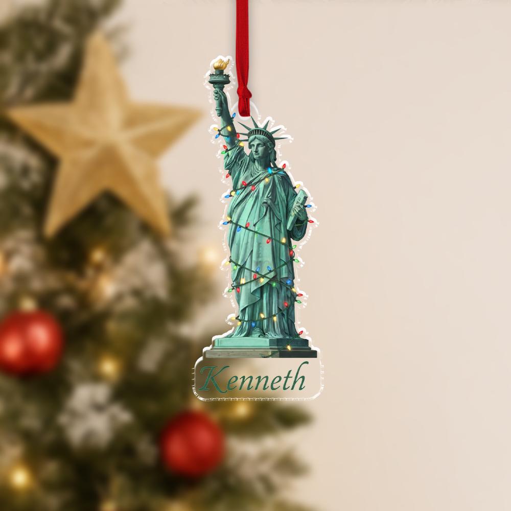 Personalized Statue of Liberty Ornament – Custom Name Holiday Decoration, New York City Christmas Ornament